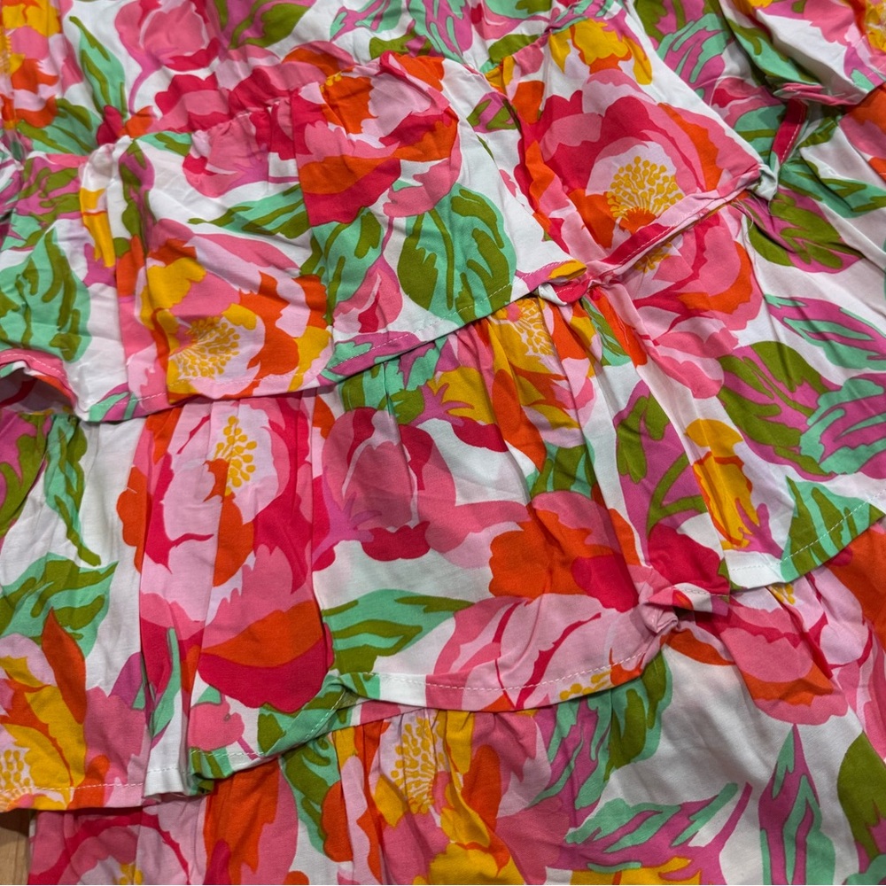ABEL THE LABEL floral mimosa flowers ruffled layer dress maxi Anthropologie M - Picture 3 of 4